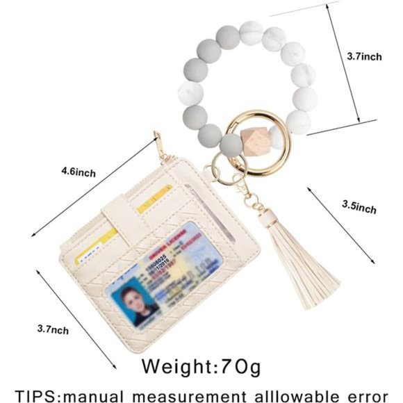 Wristlet Bracelet Keychain Pocket Credit Card Purse Tassel Key Ring for Women - Picture 5 of 7